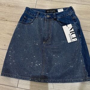 Dark Blue Studded Mini Skirt
